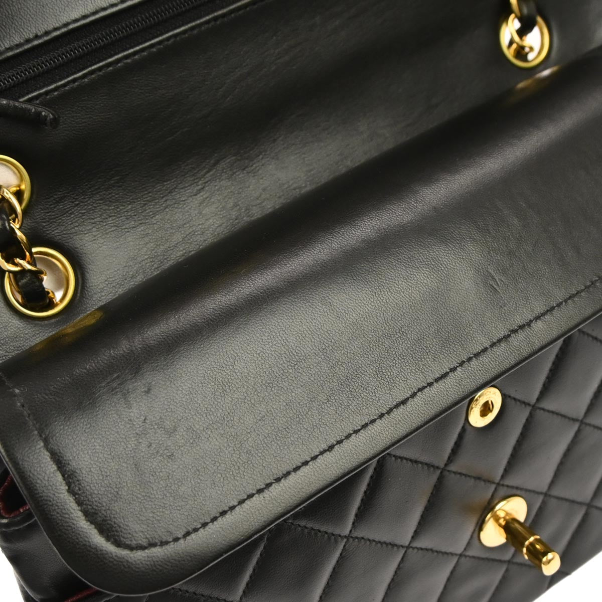 Chanel Black Lambskin Medium Classic Double Flap Shoulder Bag