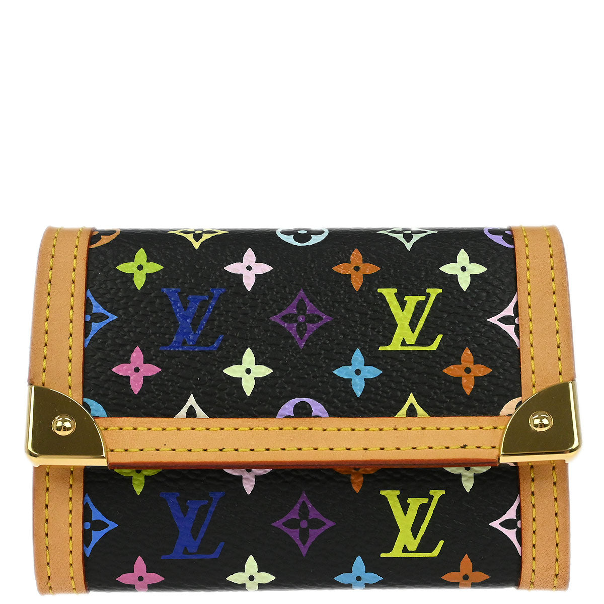 Louis Vuitton Black Multicolor Porte Monnaie Plat Wallet M92656