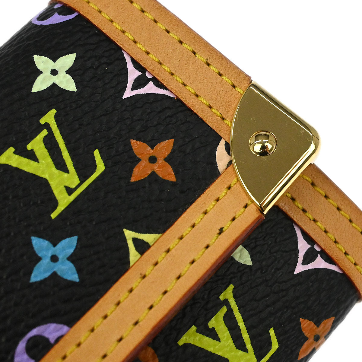 Louis Vuitton Black Multicolor Porte Monnaie Plat Wallet M92656