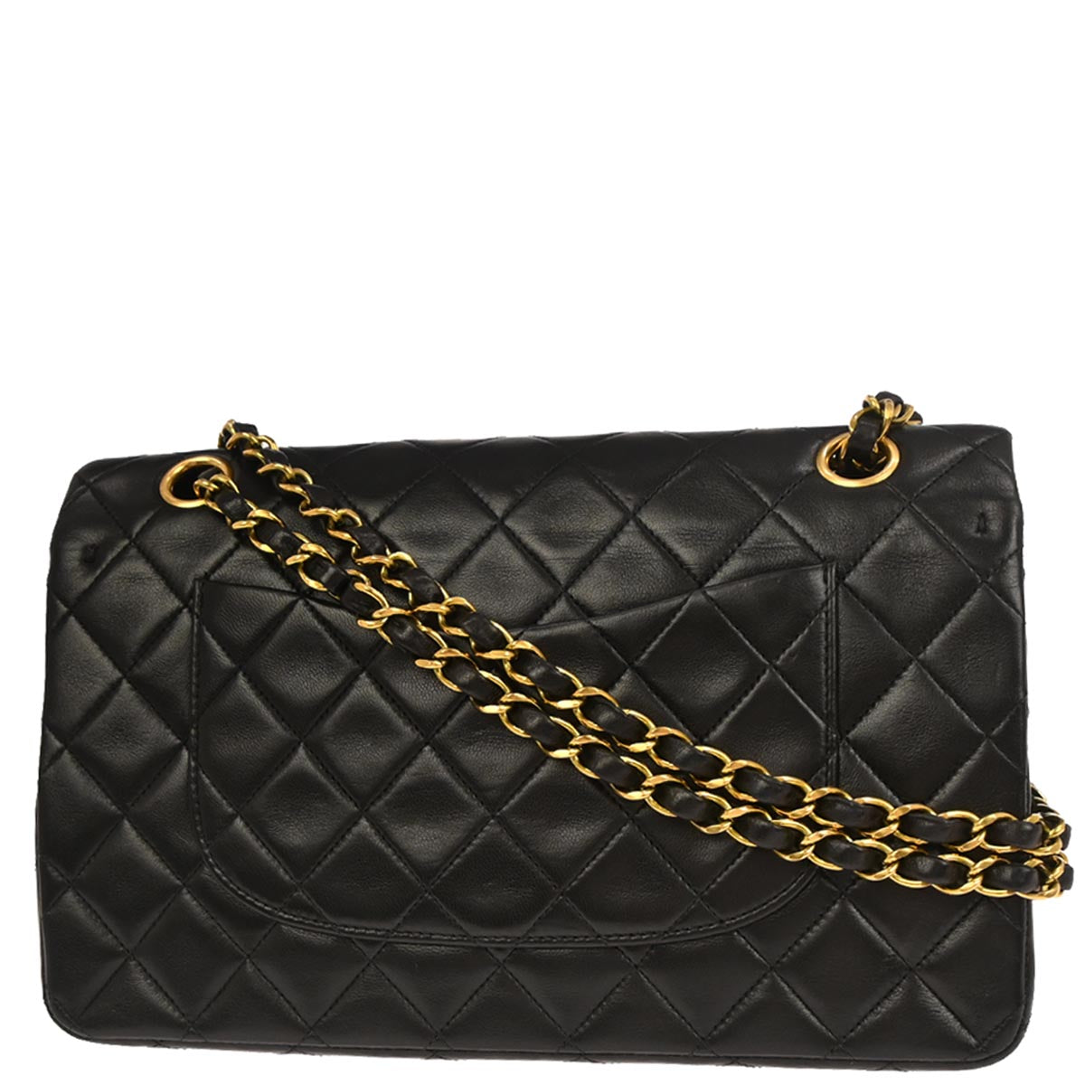 Chanel 1994-1996 Black Lambskin Medium Classic Double Flap Shoulder Bag