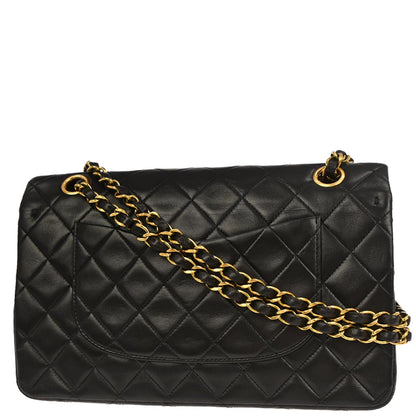 Chanel 1994-1996 Black Lambskin Medium Classic Double Flap Shoulder Bag