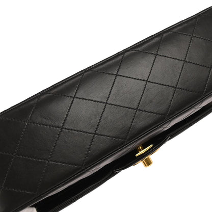 Chanel 1994-1996 Black Lambskin Medium Classic Double Flap Shoulder Bag