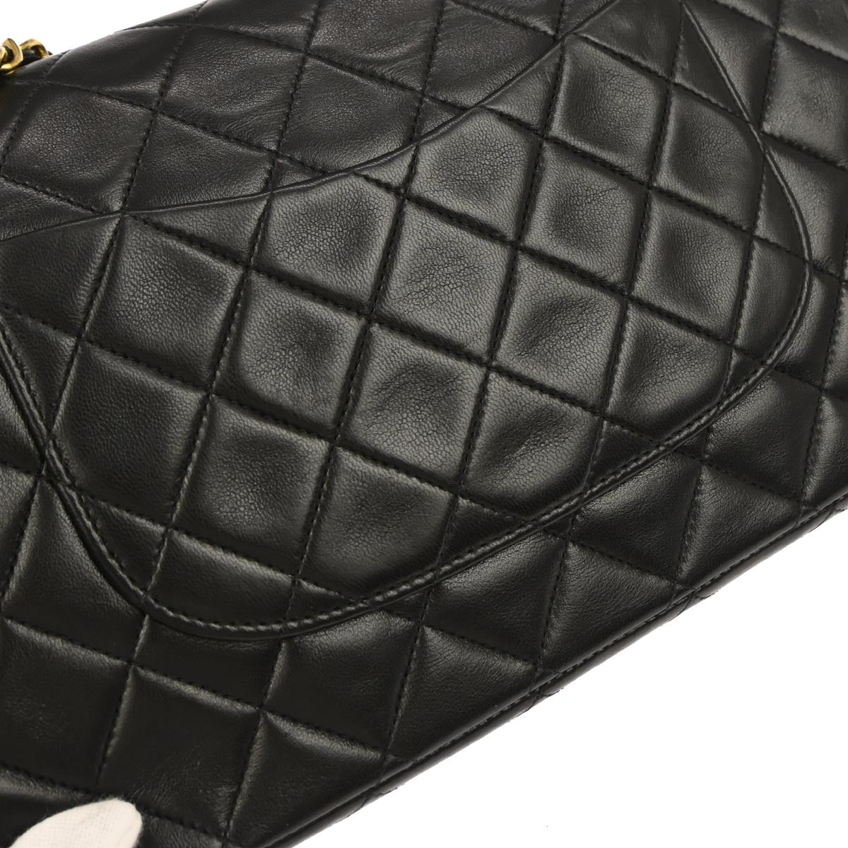 Chanel 1994-1996 Black Lambskin Medium Classic Double Flap Shoulder Bag