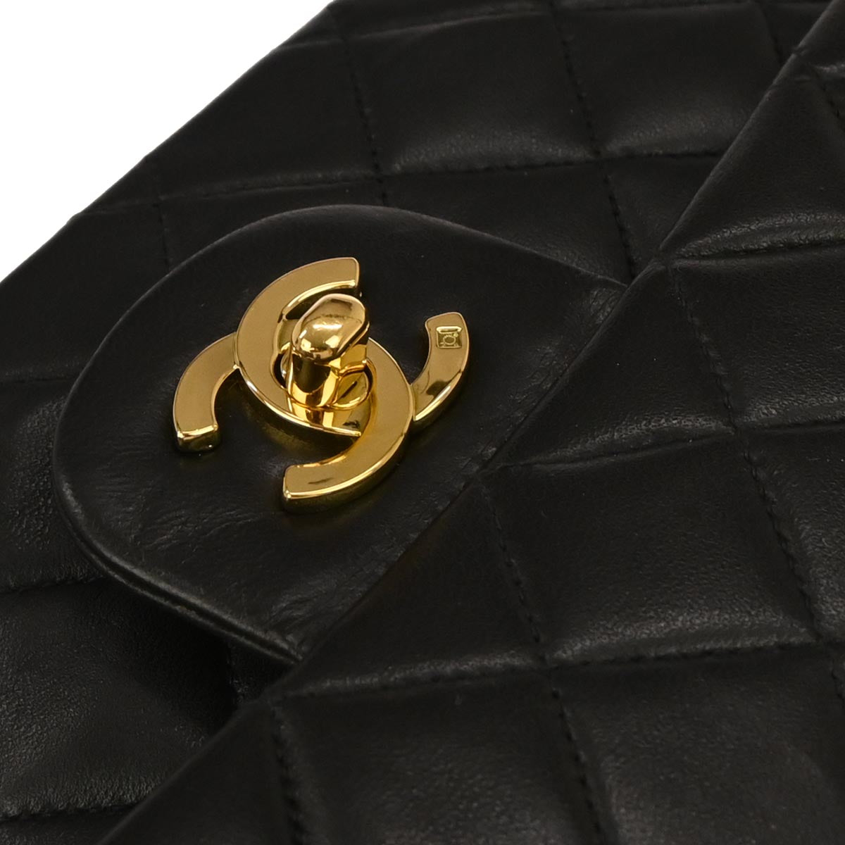 Chanel 1994-1996 Black Lambskin Medium Classic Double Flap Shoulder Bag