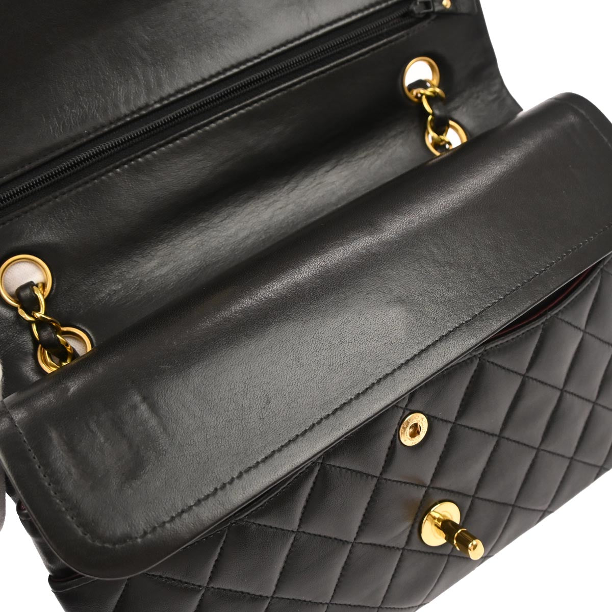 Chanel 1994-1996 Black Lambskin Medium Classic Double Flap Shoulder Bag