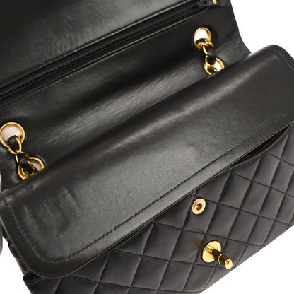 Chanel 1994-1996 Black Lambskin Medium Classic Double Flap Shoulder Bag