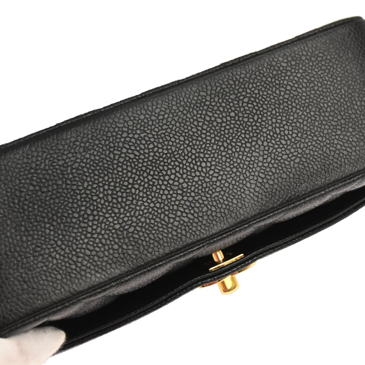 Chanel 1991-1994 Black Caviar Skin Small Diana Shoulder Bag