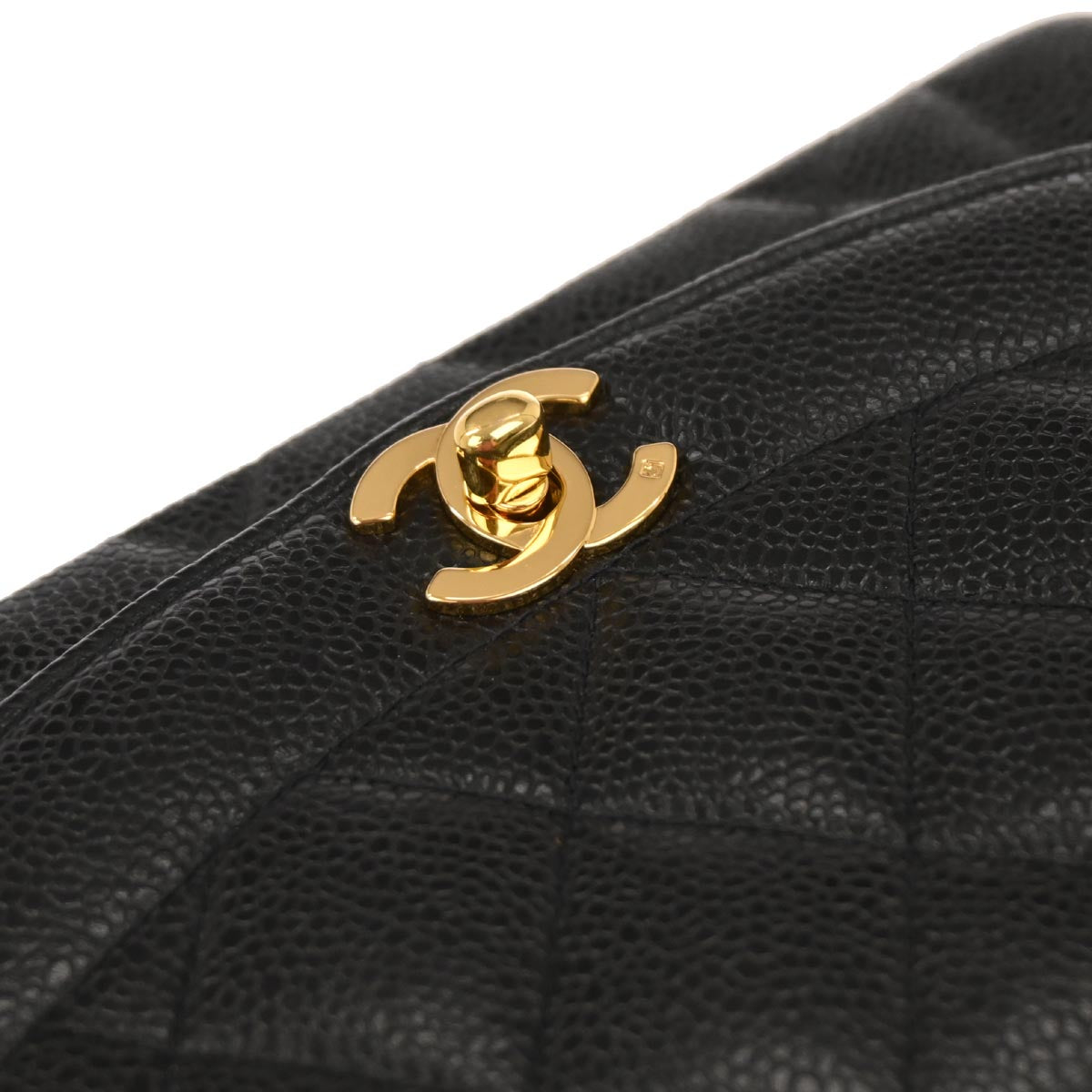 Chanel 1991-1994 Black Caviar Skin Small Diana Shoulder Bag