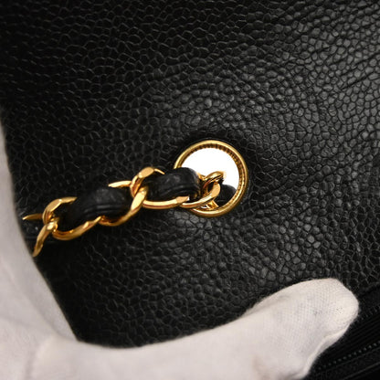 Chanel 1991-1994 Black Caviar Skin Small Diana Shoulder Bag