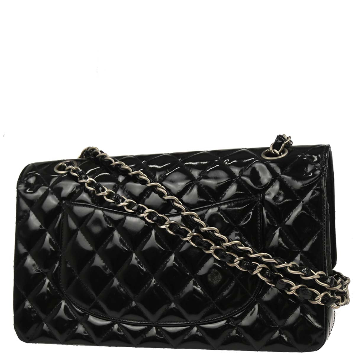 Chanel Black Patent Leather Medium Classic Double Flap Shoulder Bag