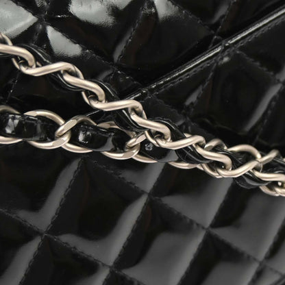 Chanel Black Patent Leather Medium Classic Double Flap Shoulder Bag