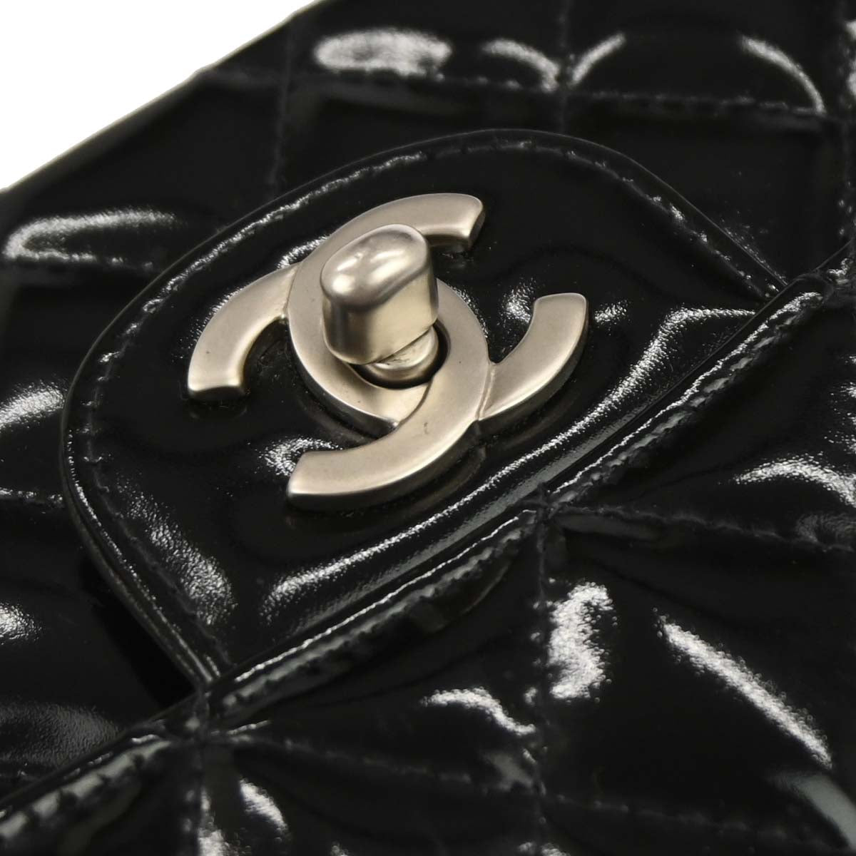 Chanel Black Patent Leather Medium Classic Double Flap Shoulder Bag