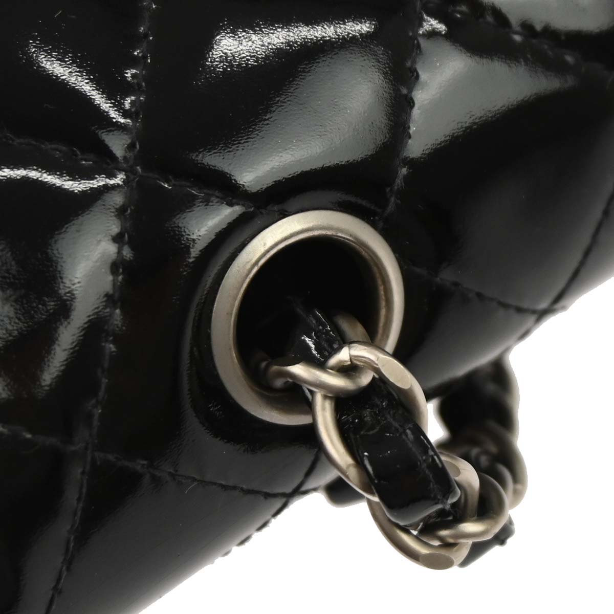 Chanel Black Patent Leather Medium Classic Double Flap Shoulder Bag