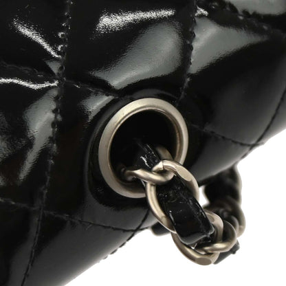 Chanel Black Patent Leather Medium Classic Double Flap Shoulder Bag