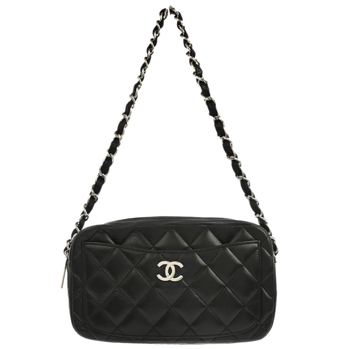 Chanel 2005-2006 Black Lambskin Chain Handbag