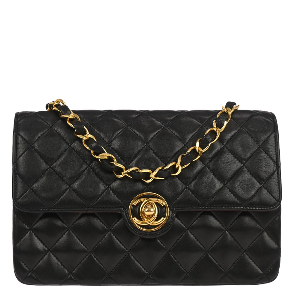 Chanel 1989-1991 Black Lambskin Shoulder Bag