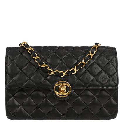 Chanel 1989-1991 Black Lambskin Shoulder Bag