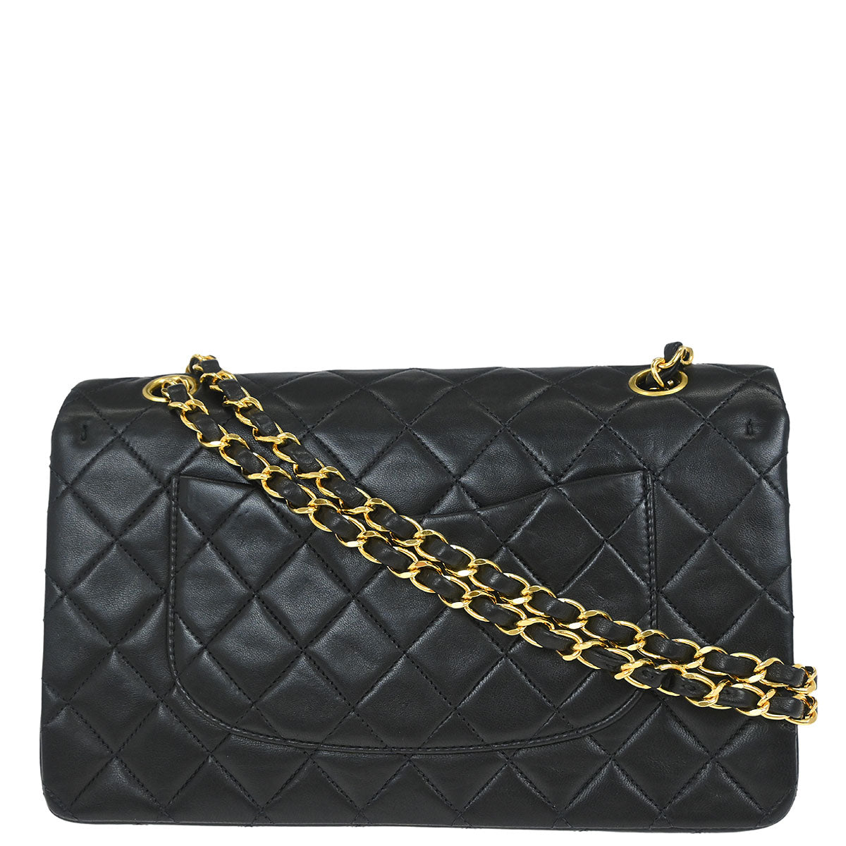 Chanel 1991-1994 Black Lambskin Medium Classic Double Flap Shoulder Bag