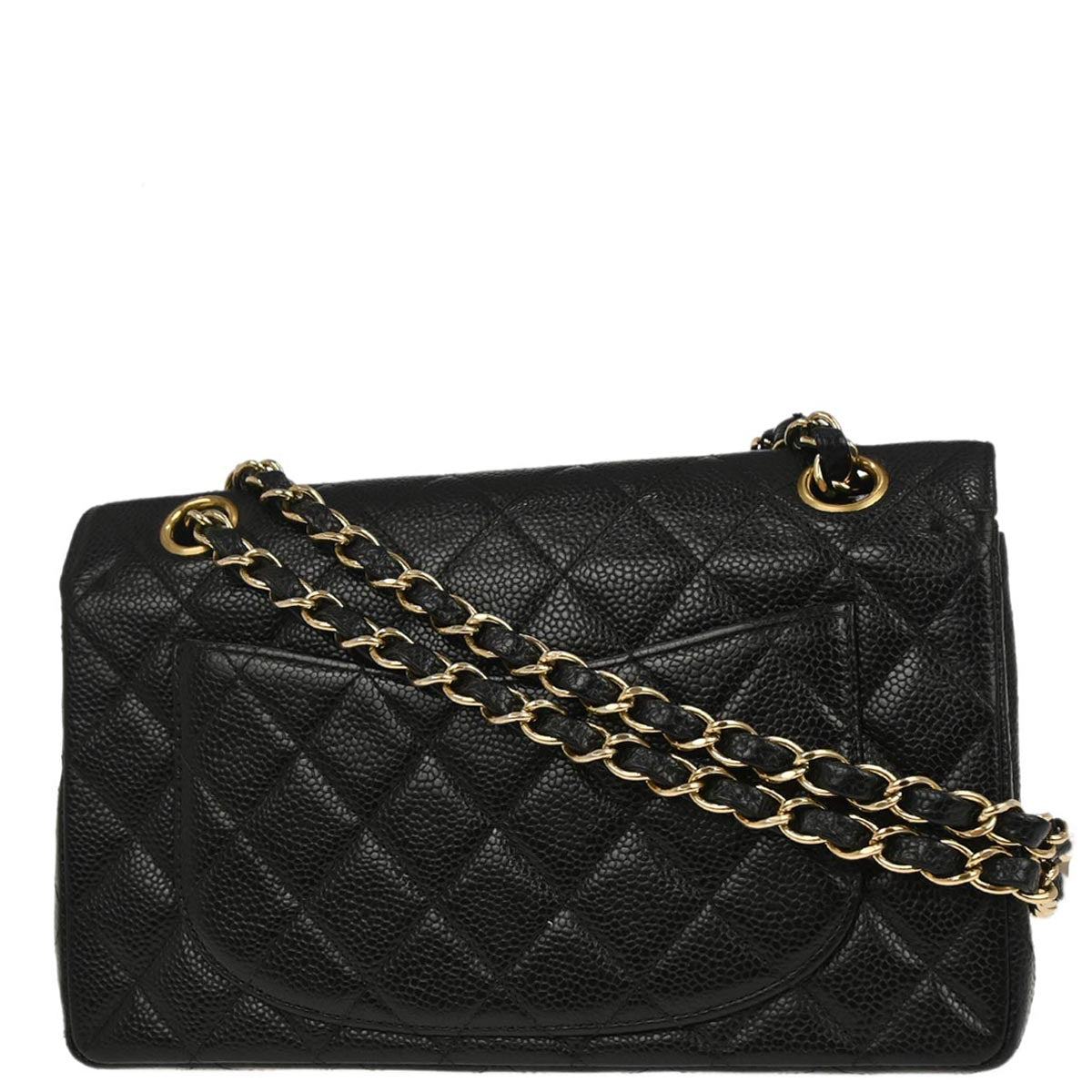 Chanel 2002-2003 Black Caviar Skin Small Classic Double Flap Shoulder Bag