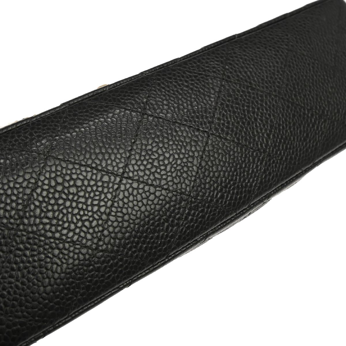 Chanel 2002-2003 Black Caviar Skin Small Classic Double Flap Shoulder Bag