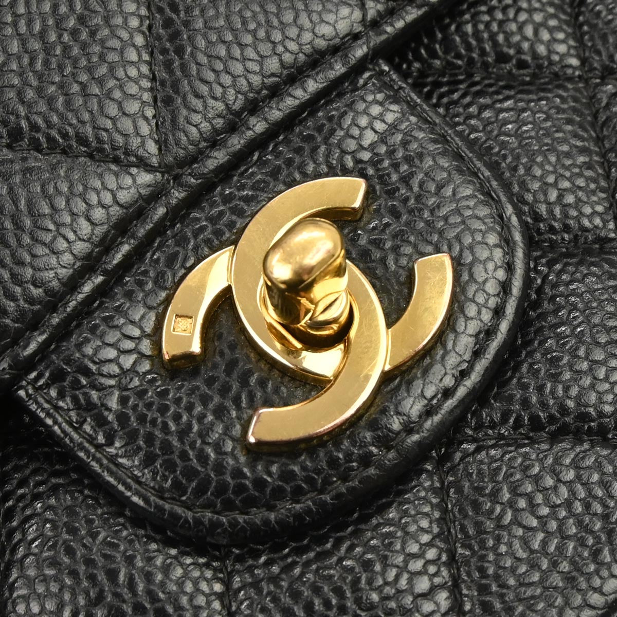 Chanel 2002-2003 Black Caviar Skin Small Classic Double Flap Shoulder Bag
