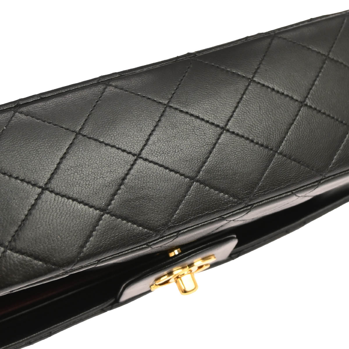 Chanel 1991-1994 Black Lambskin Medium Classic Double Flap Shoulder Bag