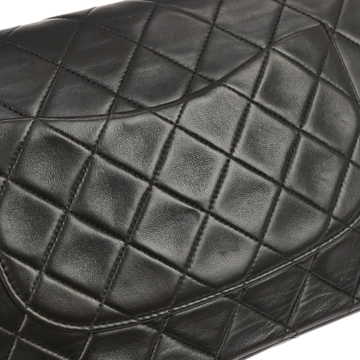 Chanel 1991-1994 Black Lambskin Medium Classic Double Flap Shoulder Bag