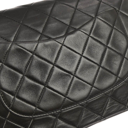 Chanel 1991-1994 Black Lambskin Medium Classic Double Flap Shoulder Bag