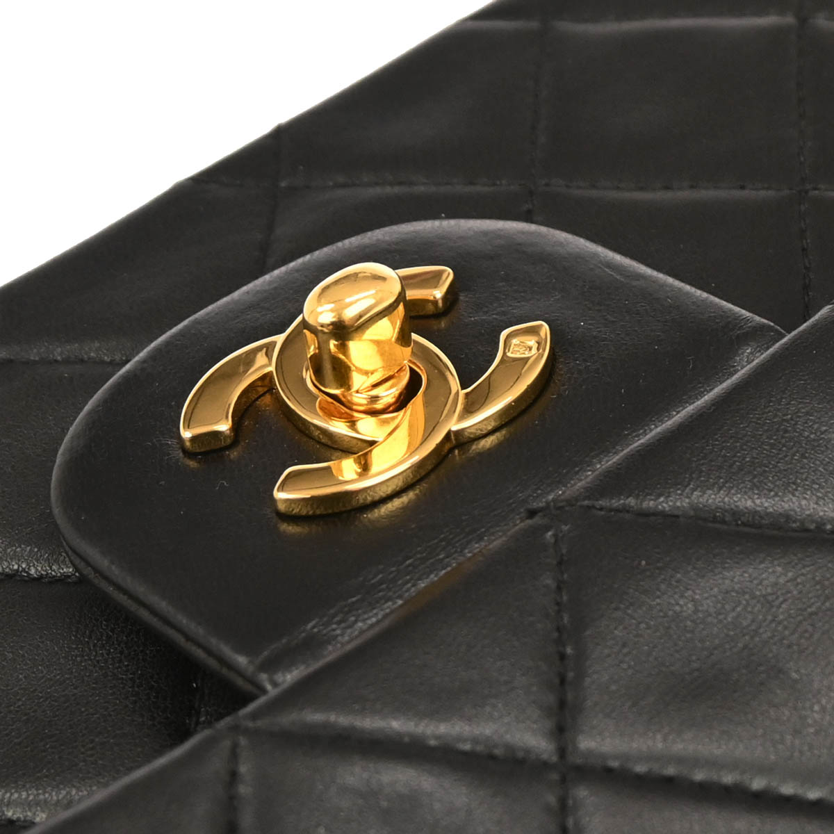 Chanel 1991-1994 Black Lambskin Medium Classic Double Flap Shoulder Bag