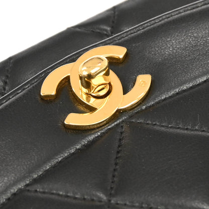 Chanel 1991-1994 Black Lambskin Small Diana Shoulder Bag