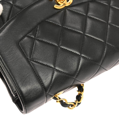 Chanel 1991-1994 Black Lambskin Small Diana Shoulder Bag