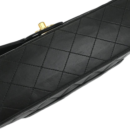 Chanel 2000-2002 Black Lambskin Medium Classic Double Flap Shoulder Bag