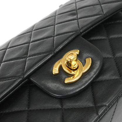 Chanel 2000-2002 Black Lambskin Medium Classic Double Flap Shoulder Bag