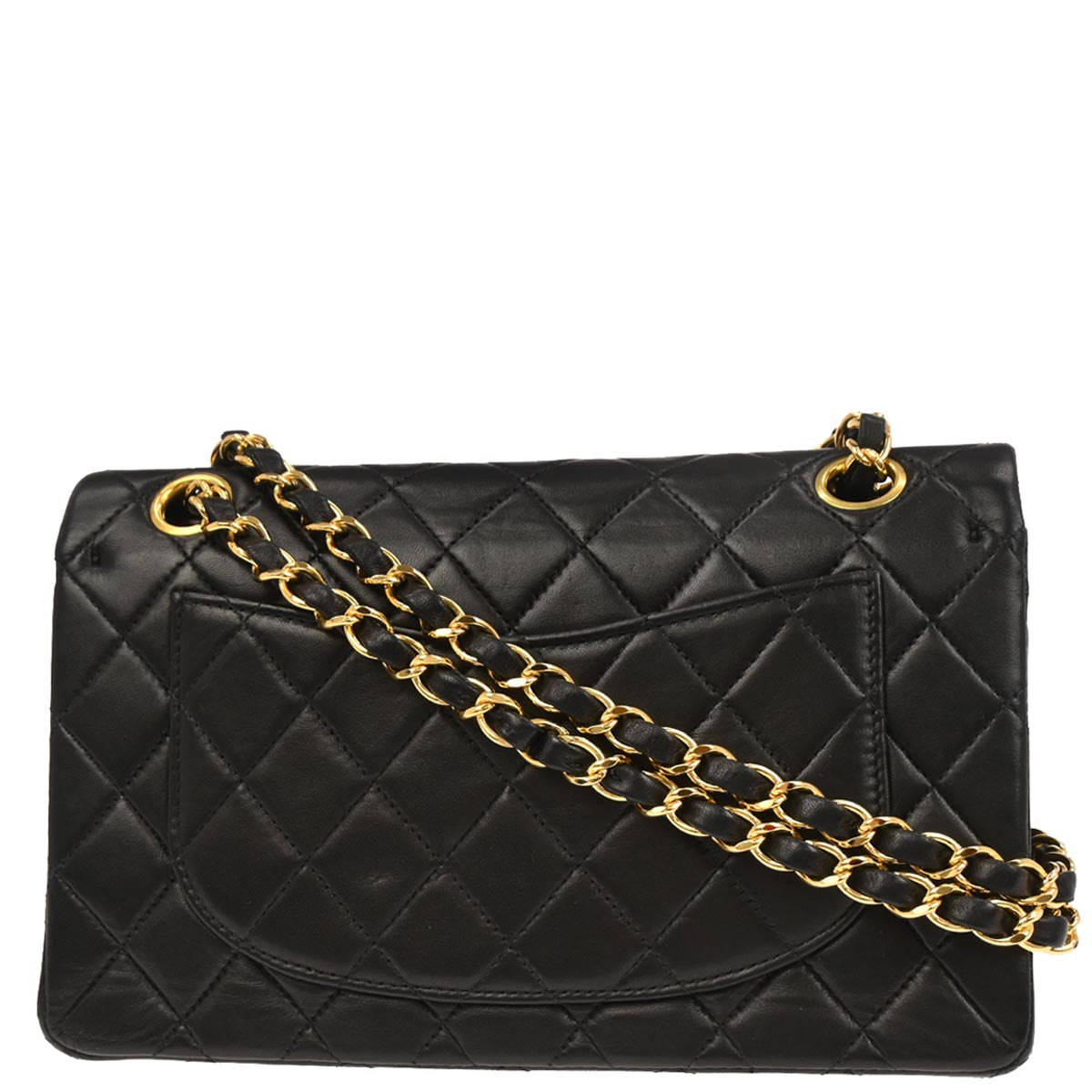 Chanel 2000-2002 Black Lambskin Small Classic Double Flap Shoulder Bag