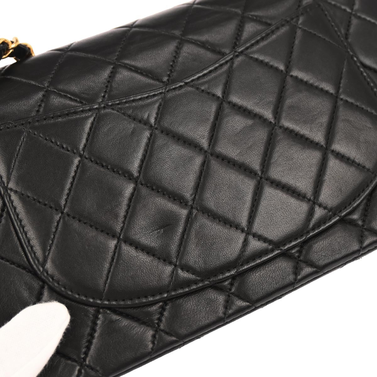 Chanel 2000-2002 Black Lambskin Small Classic Double Flap Shoulder Bag