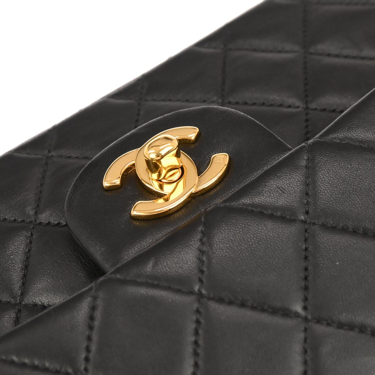 Chanel 2000-2002 Black Lambskin Small Classic Double Flap Shoulder Bag