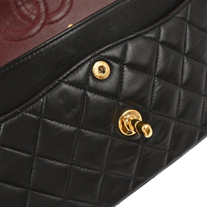 Chanel 2000-2002 Black Lambskin Small Classic Double Flap Shoulder Bag