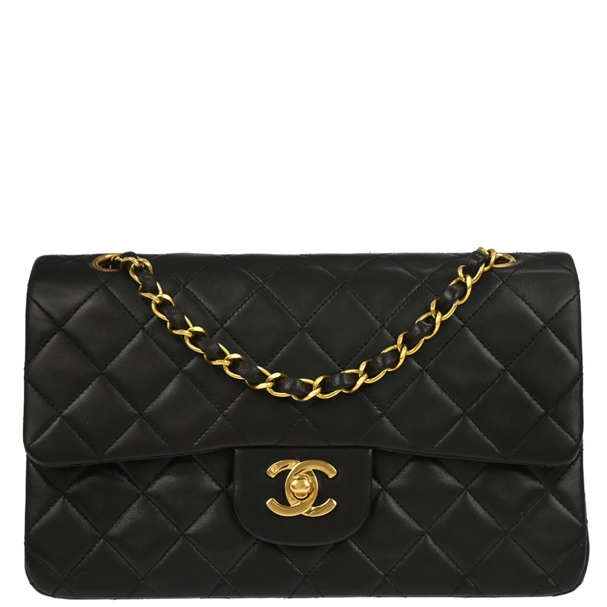 Chanel Black Lambskin Small Classic Double Flap Shoulder Bag