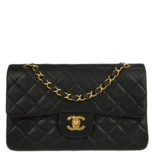 Chanel Black Lambskin Small Classic Double Flap Shoulder Bag