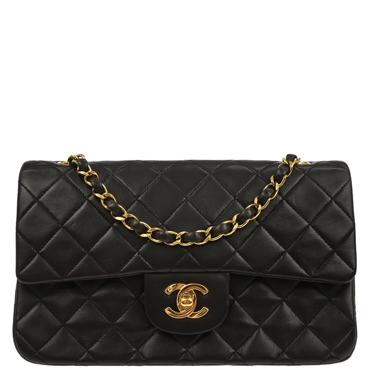 Chanel Black Lambskin Small Classic Double Flap Shoulder Bag