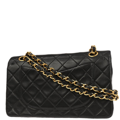 Chanel 1996-1997 Black Lambskin Small Classic Double Flap Shoulder Bag