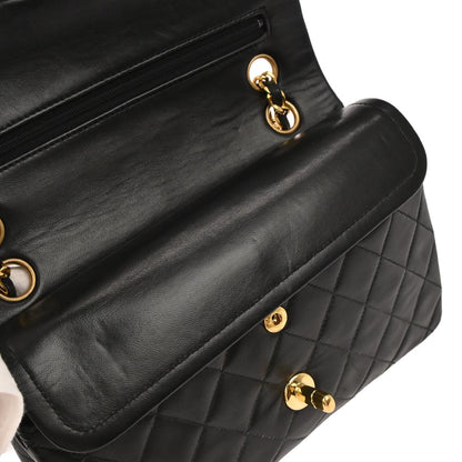 Chanel 1996-1997 Black Lambskin Small Classic Double Flap Shoulder Bag