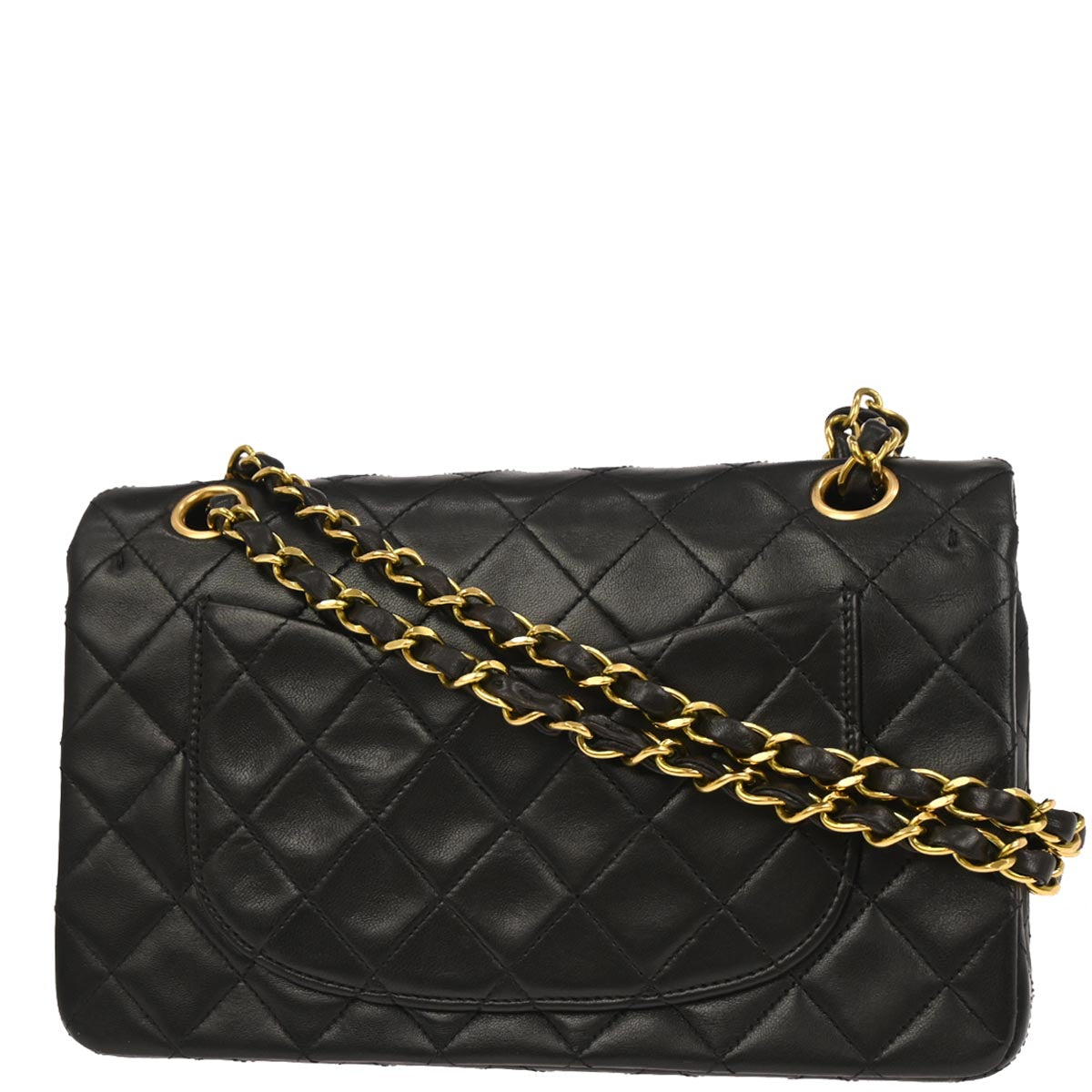 Chanel 1994-1996 Black Lambskin Small Classic Double Flap Shoulder Bag