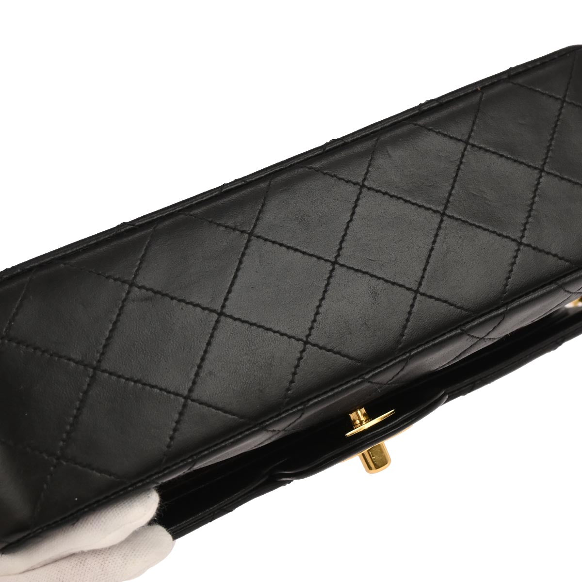 Chanel 1994-1996 Black Lambskin Small Classic Double Flap Shoulder Bag