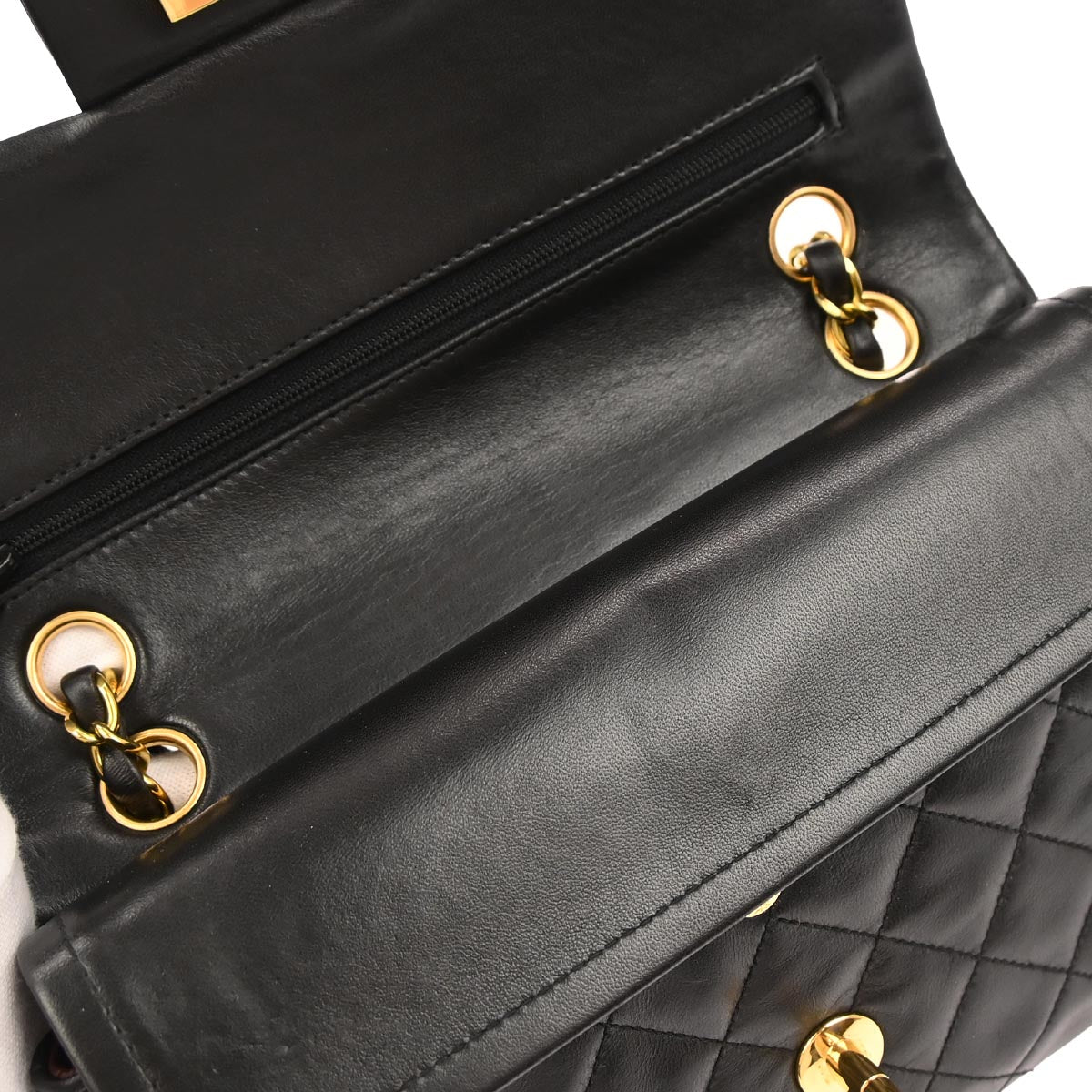 Chanel 1994-1996 Black Lambskin Small Classic Double Flap Shoulder Bag