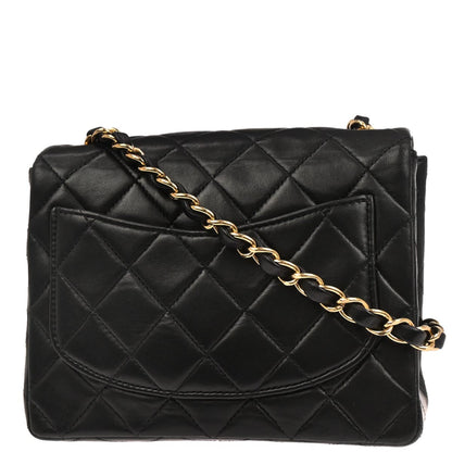 Chanel Black Lambskin Mini Classic Square Flap Shoulder Bag 17