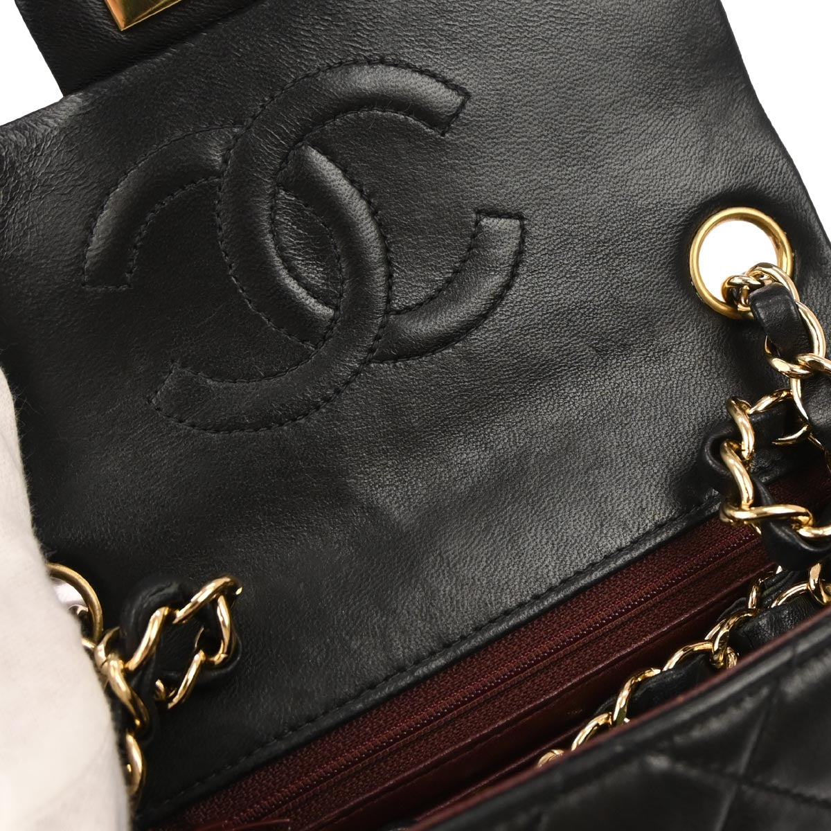 Chanel Black Lambskin Mini Classic Square Flap Shoulder Bag 17