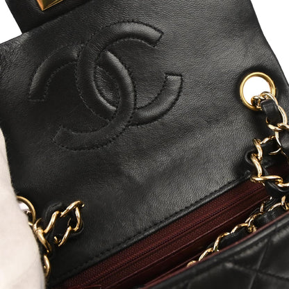 Chanel Black Lambskin Mini Classic Square Flap Shoulder Bag 17
