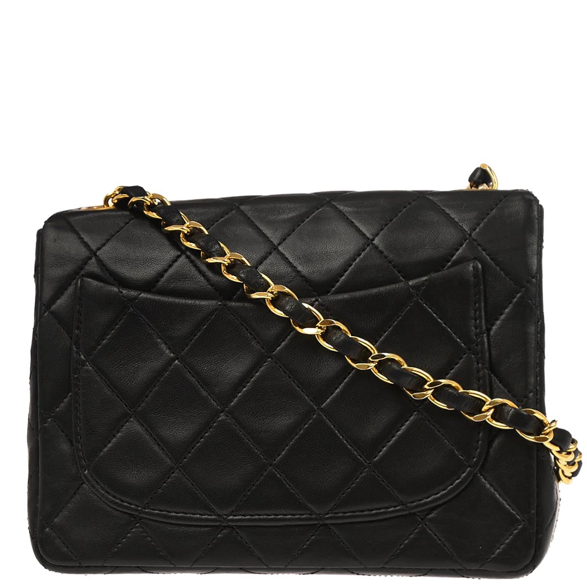 Chanel 1989-1991 Black Lambskin Mini Classic Square Flap Shoulder Bag 17