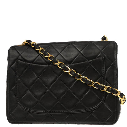 Chanel 1989-1991 Black Lambskin Mini Classic Square Flap Shoulder Bag 17